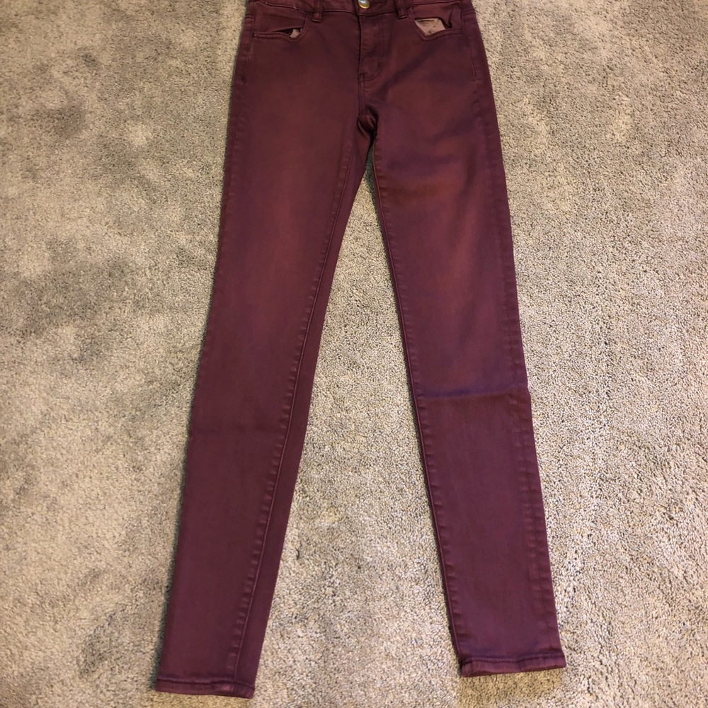 American Eagle red wine jeans size 0